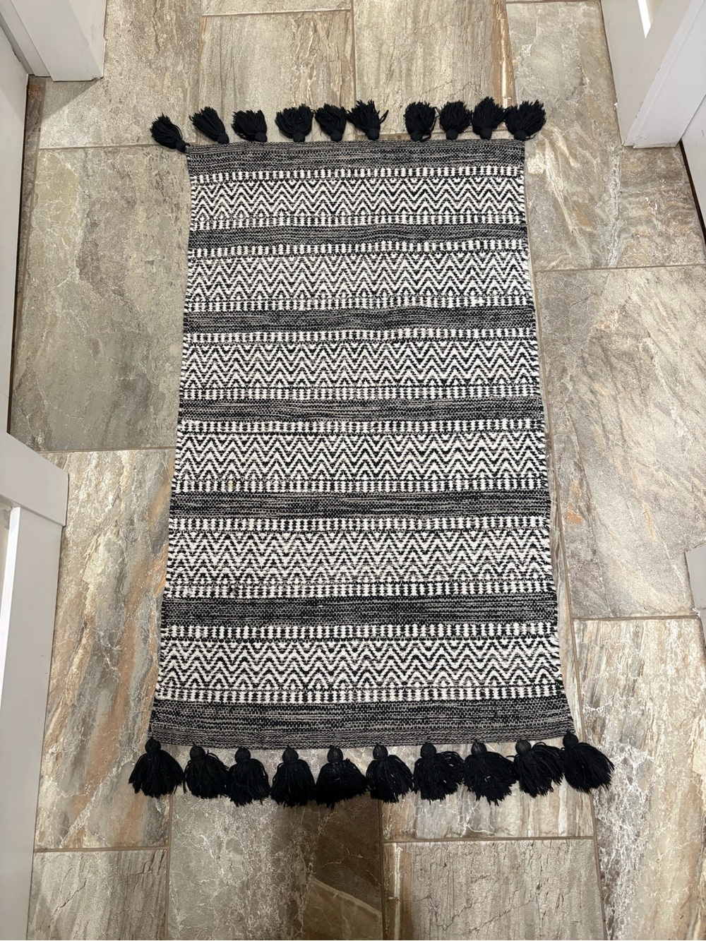 Rectangular handwoven, bathroom or area rug
